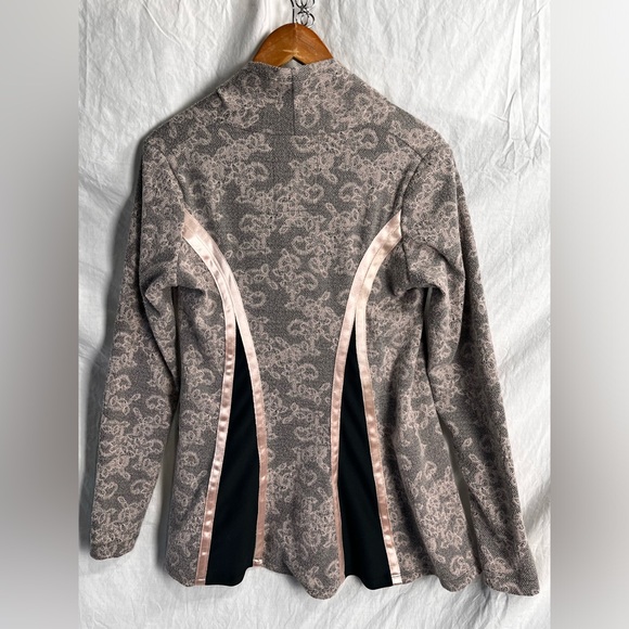 Lace Robe Style Tunic Long Cardigan Top Lightweight Pink Lace on Black Lounge - Picture 14 of 16